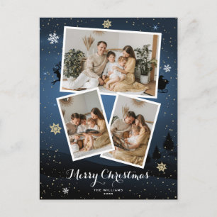 Blauwe kerstfeestdag Foto Briefkaarten