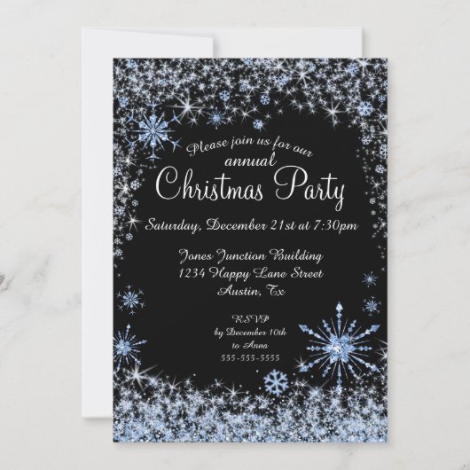 Blauwe kerstfeestdag kaart (Voorkant)