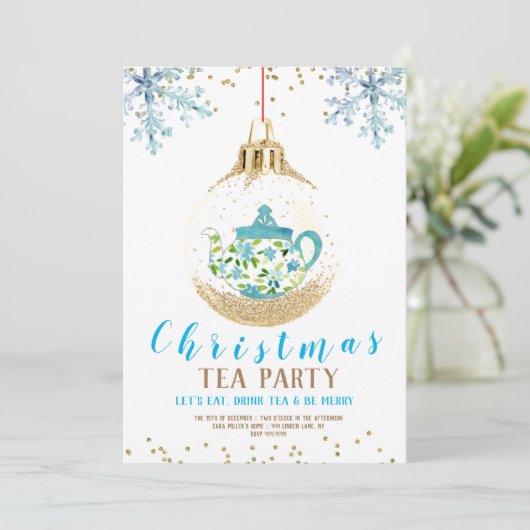 Blauwe kerstfeestdag kaart (Staand voorkant)