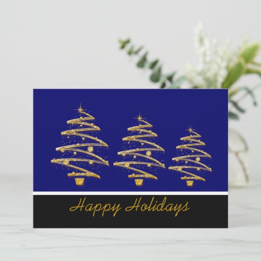 Blauwe kerstfeestdag kaart (Staand voorkant)