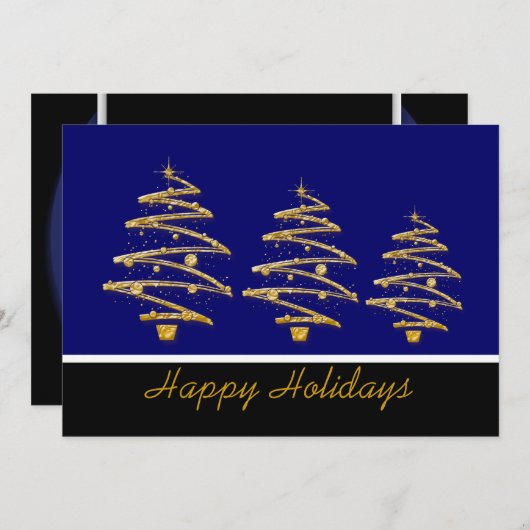 Blauwe kerstfeestdag kaart (Voorkant / Achterkant)