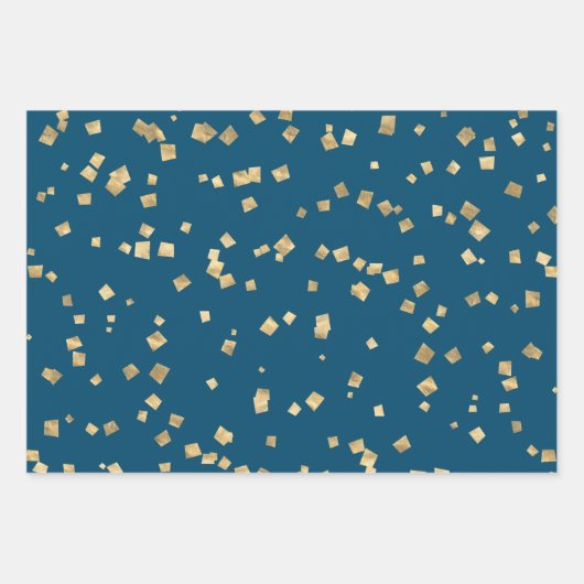 Blauwe kerstfeestdag met gouden feestdag inpakpapier vel (Voorkant 3)