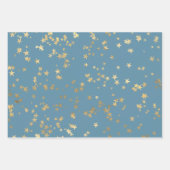 Blauwe kerstfeestdag met gouden feestdag inpakpapier vel (Voorkant 2)