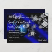 Blauwe kerstfeestdag winterweddenschappen kaart (Voorkant / Achterkant)