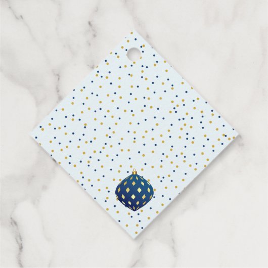 Blauwe kerstfeestdagen en Stippen feestdag Bedankjes Labels (Achterkant)