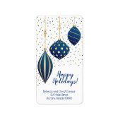 Blauwe kerstfeestdagen en Stippen feestdag Etiket (Voorkant)