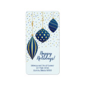 Blauwe kerstfeestdagen en Stippen feestdag Etiket (Voorkant)