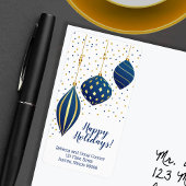 Blauwe kerstfeestdagen en Stippen feestdag Etiket