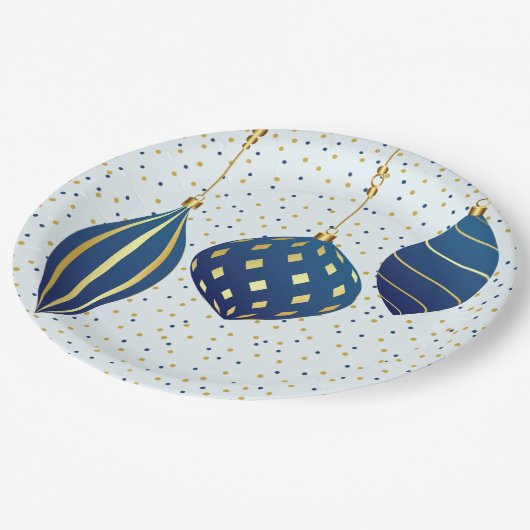 Blauwe kerstfeestdagen en Stippen feestdag Papieren Bordje (Gekanteld)