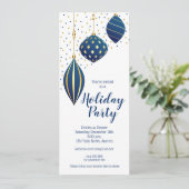 Blauwe kerstfeestdagen Stippen feestdag uitnodigin (Staand voorkant)