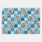 Blauwe kerstfoto met wieltjes inpakpapier vel (Voorkant 3)