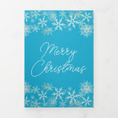 Blauwe kerstfoto's Snowflakes Drieluik Wenskaart (Cover)