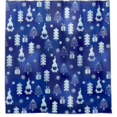 Blauwe kerstgnoom douchegordijn (Voorkant)