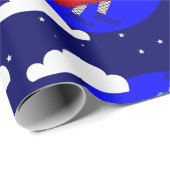 Blauwe Kerstheks Befana Broomrider Spookmas Cadeaupapier (Rol Hoek)