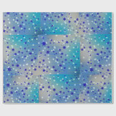 Blauwe kerstinpakpapier met ster cadeaupapier (Vlak)