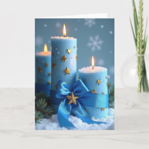 Blauwe Kerstkaarsen Kaart