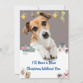 Blauwe kerstkaart Jack Russell Holiday Card (Voorkant)