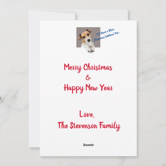 Blauwe kerstkaart Jack Russell Holiday Card (Achterkant)
