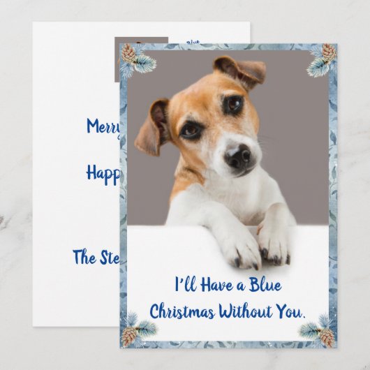 Blauwe kerstkaart Jack Russell Holiday Card (Voorkant / Achterkant)