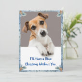 Blauwe kerstkaart Jack Russell Holiday Card (Staand voorkant)