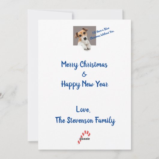 Blauwe kerstkaart Jack Russell Holiday Card (Achterkant)