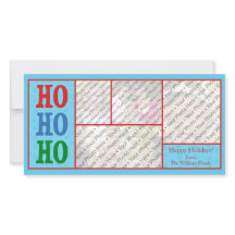 Blauwe kerstkaart met foto en eigen tekst