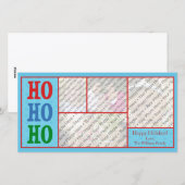 Blauwe kerstkaart met foto en eigen tekst (Voorkant / Achterkant)
