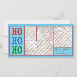 Blauwe kerstkaart met foto en eigen tekst