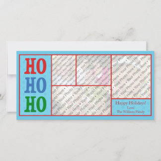 Blauwe kerstkaart met foto en eigen tekst