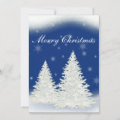 Blauwe kerstkaart met witte boom. kaart (Voorkant)