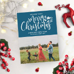 Blauwe kerstKaarten - Familie met Kerstmis Briefkaart<br><div class="desc">Blauwe kerstKaart - Familie Briefkaart met kerstmis</div>