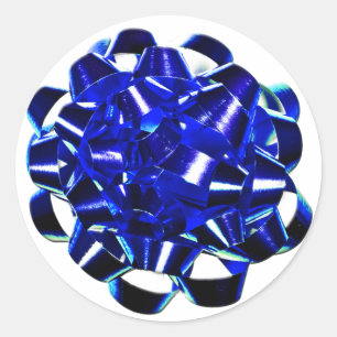 Blauwe kerstkaarten ronde sticker