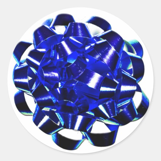 Blauwe kerstkaarten ronde sticker (Voorkant)