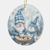 Blauwe Kerstkabouter Keramisch Ornament (Links)