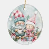 Blauwe Kerstkabouter Keramisch Ornament (Links)