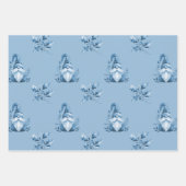 Blauwe Kerstkabouters Inpakpapier Vel (Voorkant)