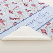 Blauwe kerstkardinaal Bird - Gepersonaliseerde naa Sherpa Deken (3/4)