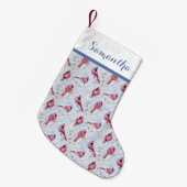 Blauwe kerstkardinaal vogels Persoonlijke naam Kleine Kerstsok (Voorkant (Hangend))