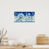 Blauwe kerstkerstkerstkerstman Snowman Poster Boom (Keuken)