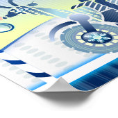 Blauwe kerstkerstkerstkerstman Snowman Poster Boom (Hoek)