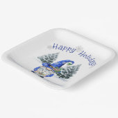 Blauwe kerstkoepel met klok papieren bordje (Gebogen)