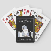 Blauwe kerstkoepel met stoppen en cadeautjes pokerkaarten (Achterkant)