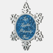 Blauwe kerstkreet Snowflake Ornament (Rechts)