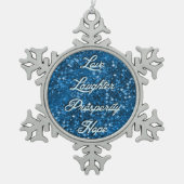 Blauwe kerstkreet Snowflake Ornament (Voorkant)