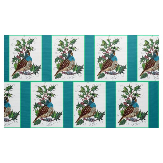 Blauwe kerstkwartel stof (Yard (91,4 cm))