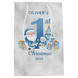 Blauwe Kerstman 1e Kerstmis Medium Cadeauzakje