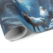 Blauwe Kerstman en rendier Cadeaupapier (Rol Hoek)