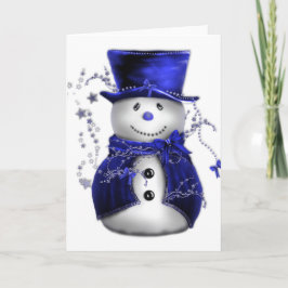 Blauwe kerstman feestdagen kaart