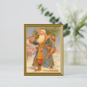 Blauwe kerstman feestdagenkaart (Staand voorkant)