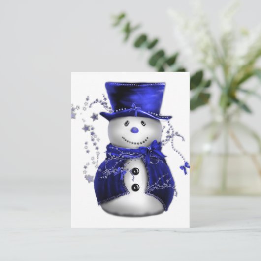 Blauwe kerstman feestdagenkaart (Staand voorkant)